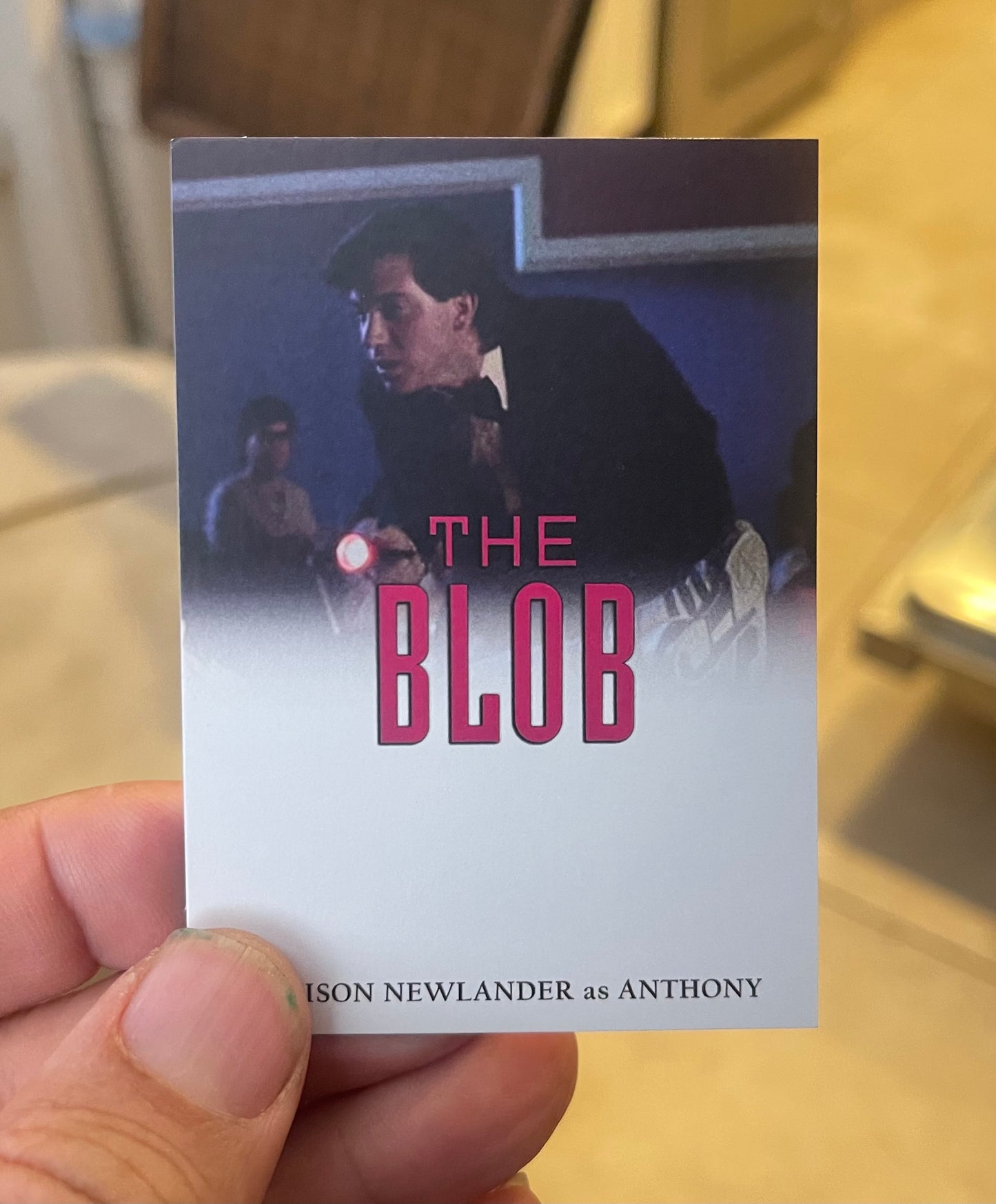 The Blob trading card, for Jamison Newlander as Anthony (the movie usher)