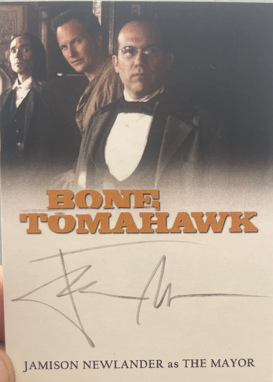 Bone Tomahawk trading card for the Mayor, Jamison Newlander